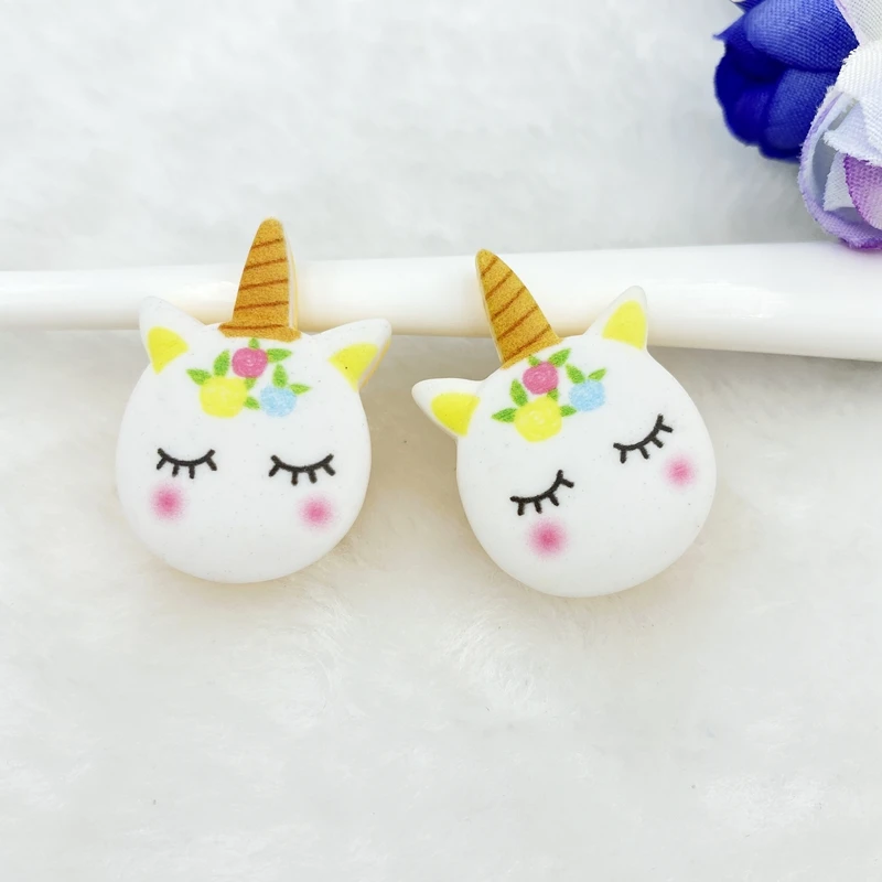 10 шт. цвет радуги/единорог/звезды с плоской задней частью кабошоны из смолы DIY