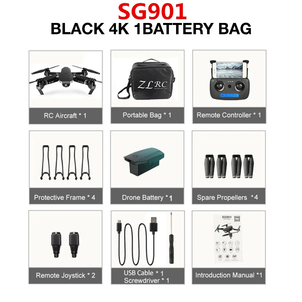 SG901 4K Bag 1B SG907/SG901 Дрон gps 4K HD x50 зум Камера 5G wifi FPV Профессиональный Квадрокоптер RC вертолет складной селфи дроны Рождество - Цвет: SG901 4K Bag 1B