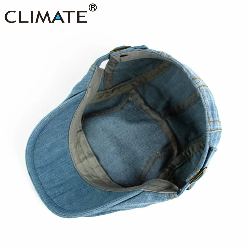 Кепка CLIMATE Denim плоская Мужская берет регулируемая шапка из хлопка и денима
