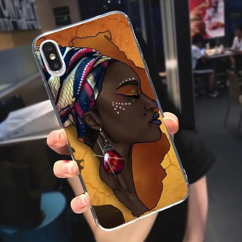 

Colorful art african Mexico girl Phone Case Transparent soft For iphone 5 5s 5c se 6 6s 7 8 11 12 plus mini x xs xr pro max