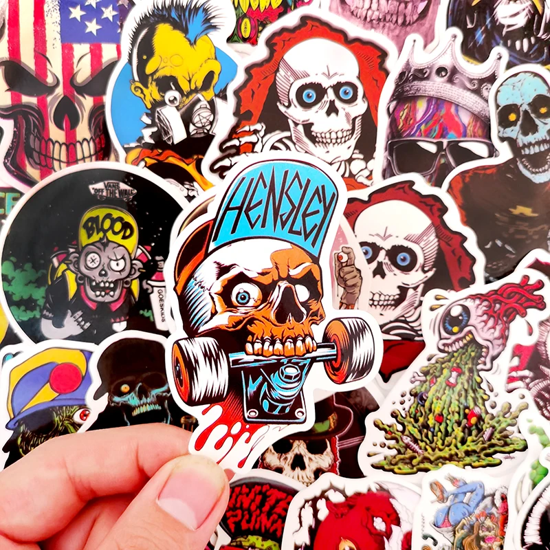 

10/30/50Pcs/set Style Cartoon Colorful Skull Graffiti Horror Stickers For Motorcycle Skateboards Laptop Luggage Motorcycle Car