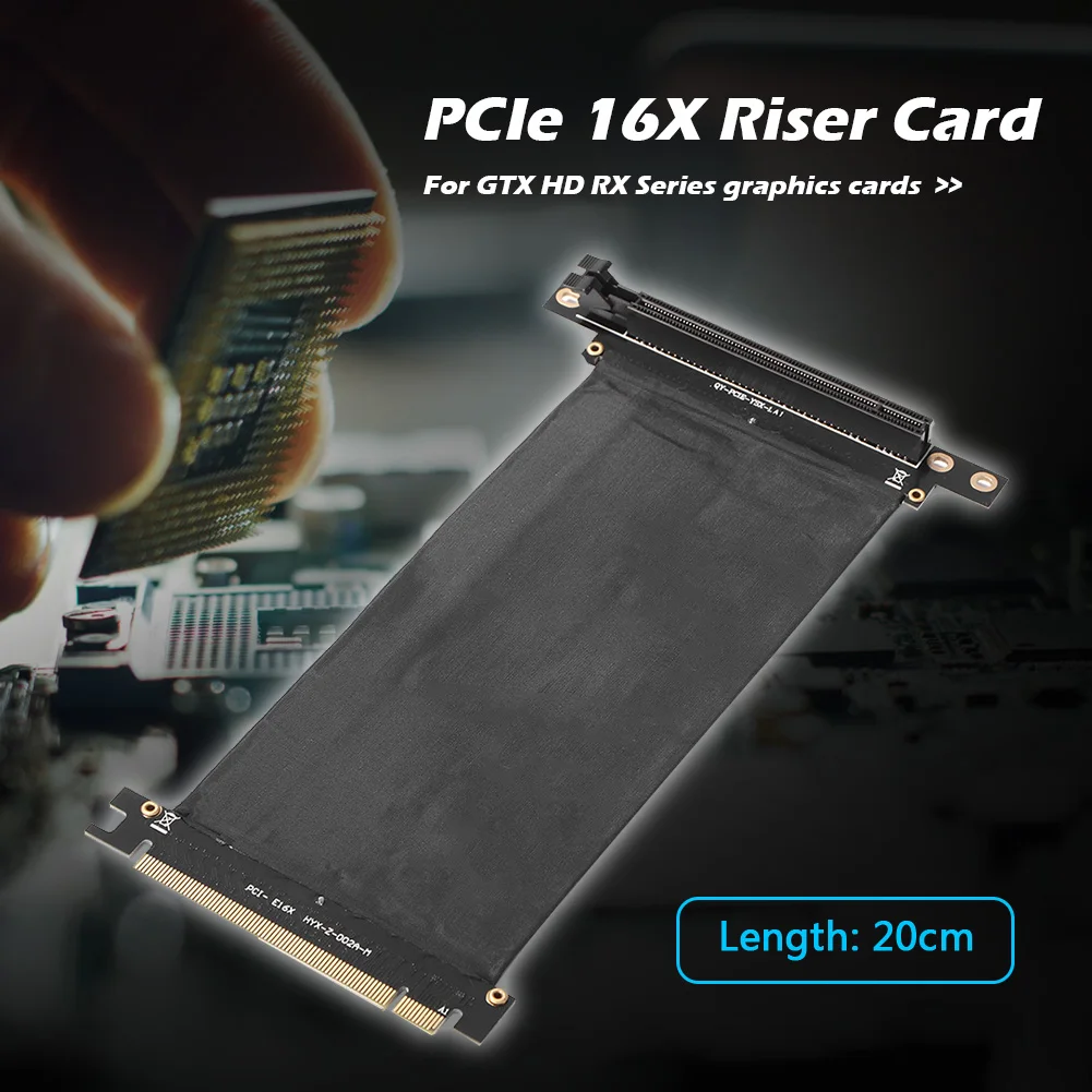 

PCIe 3.0 16X Extension Cable Cord 90 Degree PCI-E Express 16X to 16X Riser Card Flexible Ribbon Extender