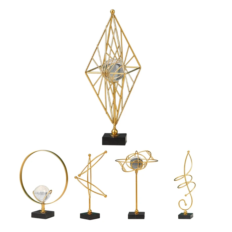 

Modern Figurines for Interior for Home Decor Supplies Golden Metal Ornaments Desk Living Room Christmas Decoration