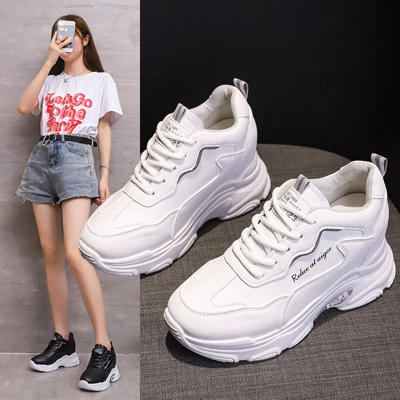 

2021 New Spring and Autumn Casual Solid Color Women's Sports Shoes Fashion Women's Sports Shoes Round Toe Platform Shoes