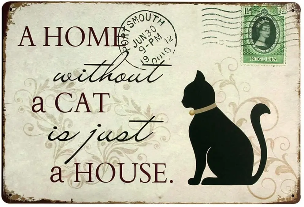 

Cat Signs Bar Wall Decor Metal Tin Signs Vintage Animals Print Art for Home Garden Farm Decoration Room Decor 12 X 8 Inches