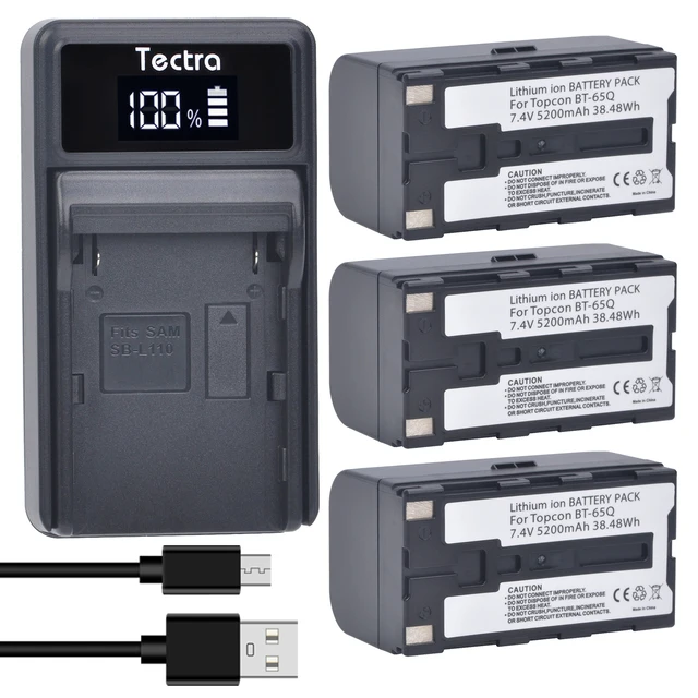 

Tectra 5200mAh Rechargeable Li-ion Batteria+Charger for Topcon GTS 900 GPT 9000 Total Station BT-65Q BT 65Q BT65Q Battery Pack