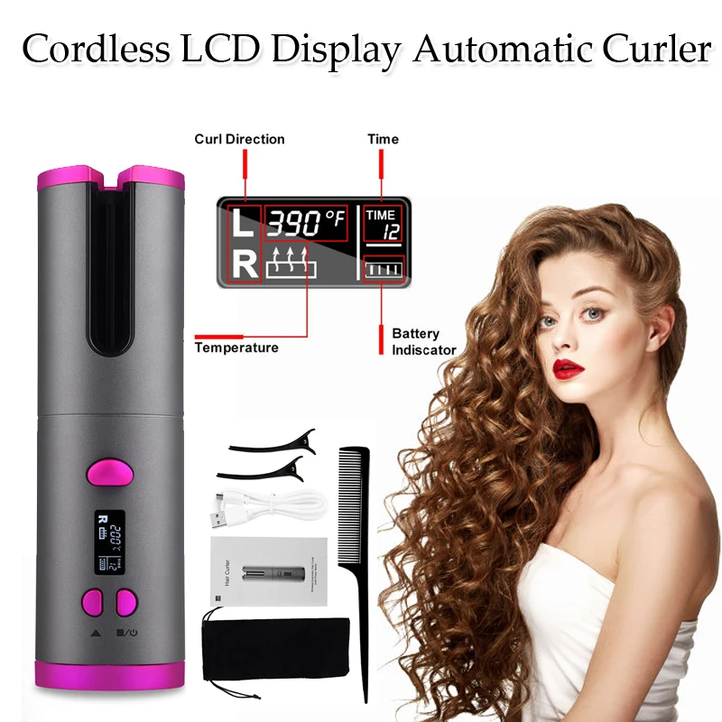 

Ceramic Automatic Hair Curler Rotating Curling Iron USB Rechargeable Hair Wave Wand Long-Lasting Hair Care Salon Styling Tools