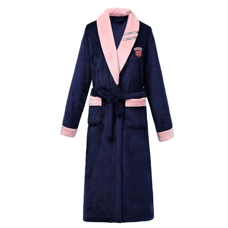 

Plus Size Casual Sleepwear Coral Fleece Female Kimono Robe Gown Sexy Winter Thicken Bathrobe Ultra Long Nightgown Negligee