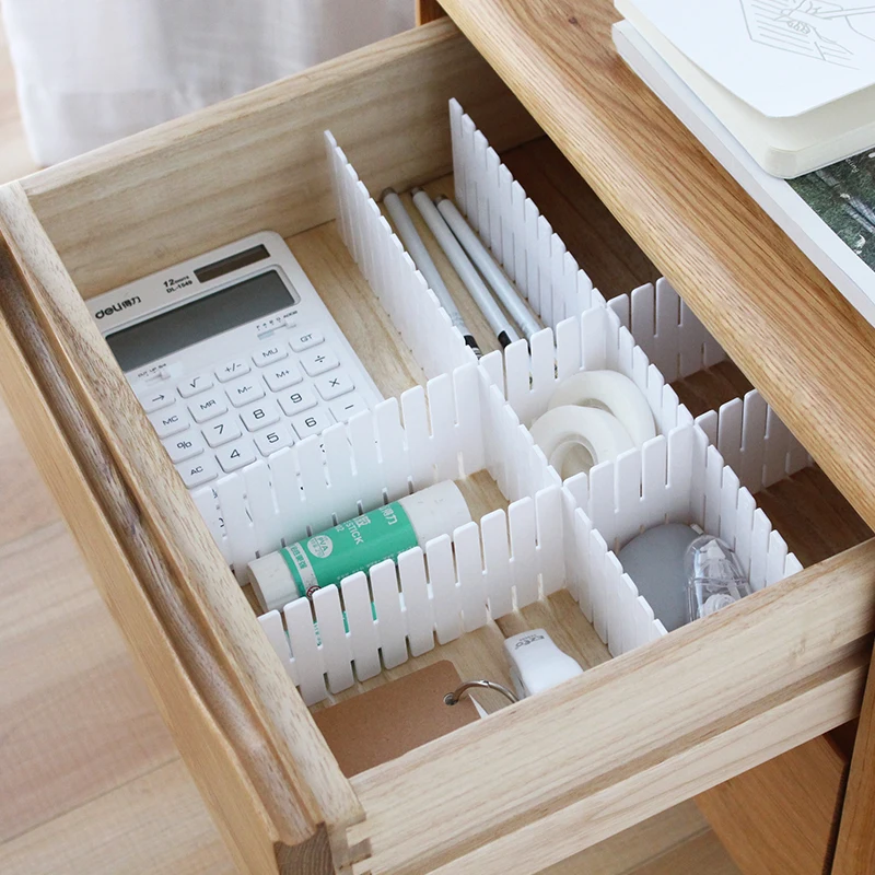 

4 PCS Storage box drawer divider free combination classification partition plastic underwear finishing grid