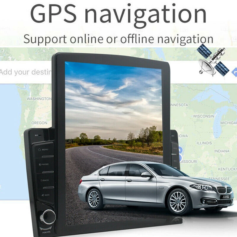 9.7 Inch Vertical Sn 1Din Quad Core Android 9.1 Hd 2.5D 2Gb+32Gb Car Mp5 Player Bt Stereo Fm Radio Gps Navigation | Автомобили и