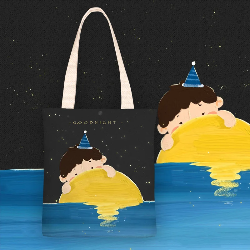 

Holding the moon genuine joint signature around 2020 new canvas shoulder bag women's fashion versatile handbag