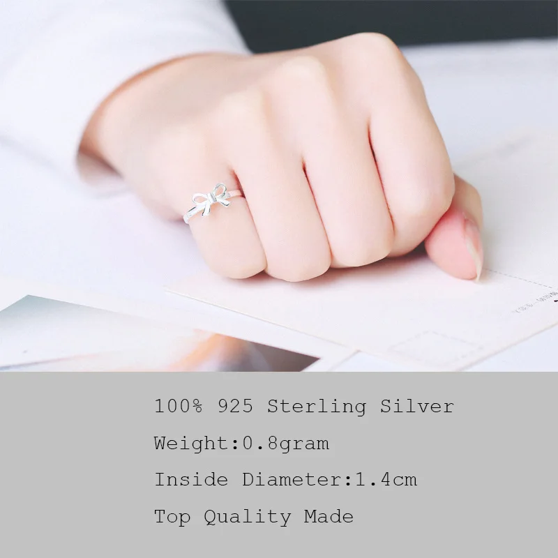 Trusta 2017 New 100% 925 Sterling Silver Women Fashion Jewelry Tiny Bowknot Ring 4 5 6 Friendship Gift Girls Lady DS04 | Украшения и