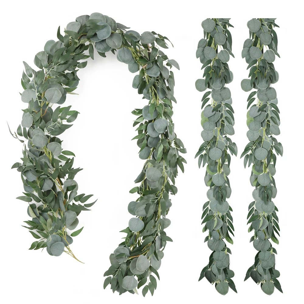 2m Artificial Eucalyptus Vines Fake Plants Ivy for Wedding Silk Eucalyptus Hanging Garland Rattan Home Garden Decoration