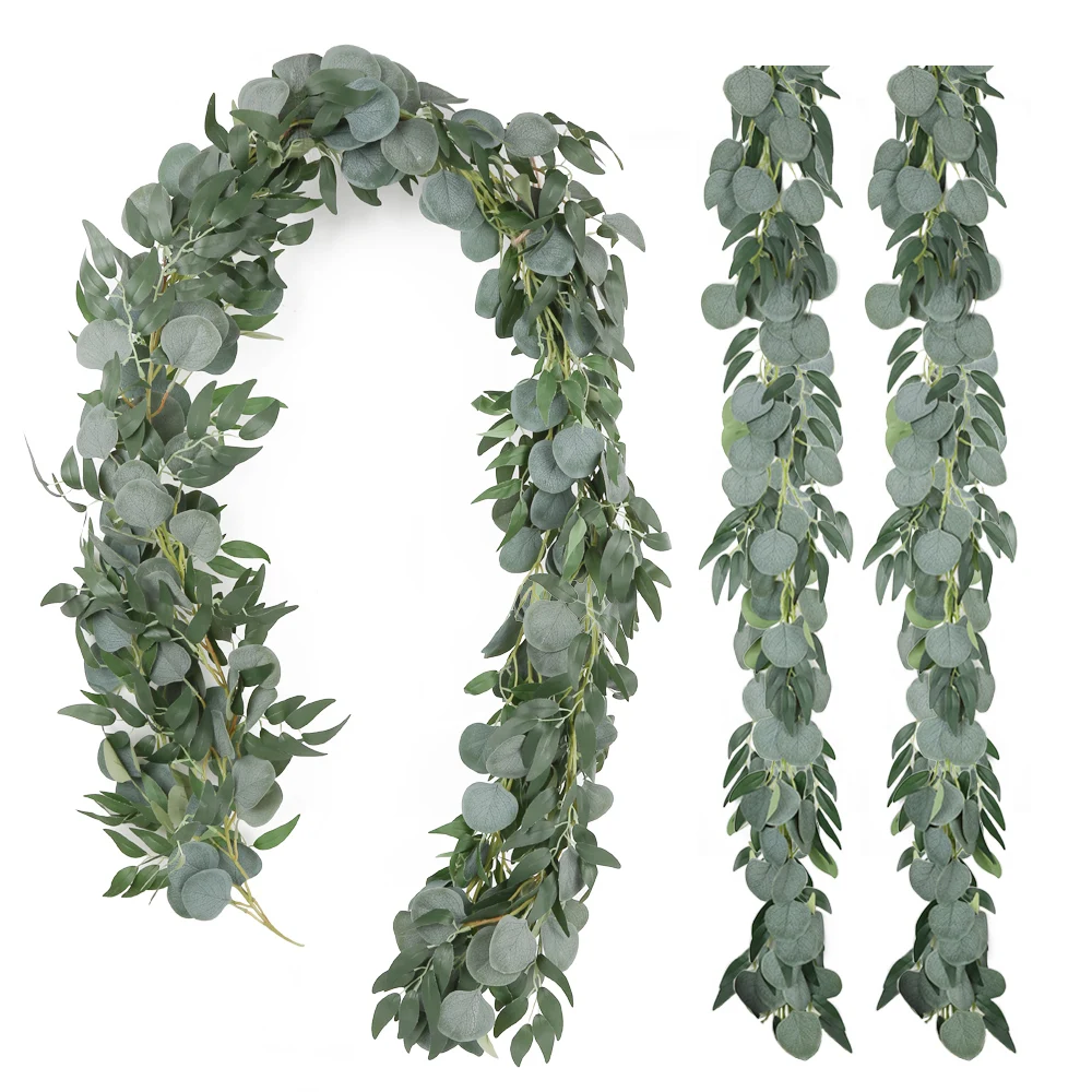 

2m Artificial Eucalyptus Vines Fake Plants Ivy for Wedding Silk Eucalyptus Hanging Garland Rattan Home Garden Decoration