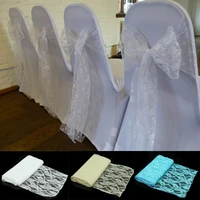 elegant lace flower chair sashes 18x275cm white black beige chairs bow ties for banquet wedding party chair cover decoration