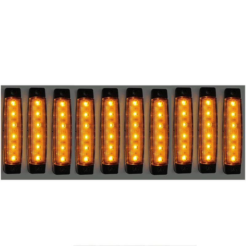 

10 Pcs 12V 6 LED Amber Side Marker Indicators Lights Truck Trailer Lamp