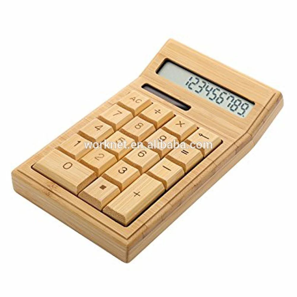 Оптовая продажа подарок 18 ключи Бамбук Деревянные калькулятор на солнечных