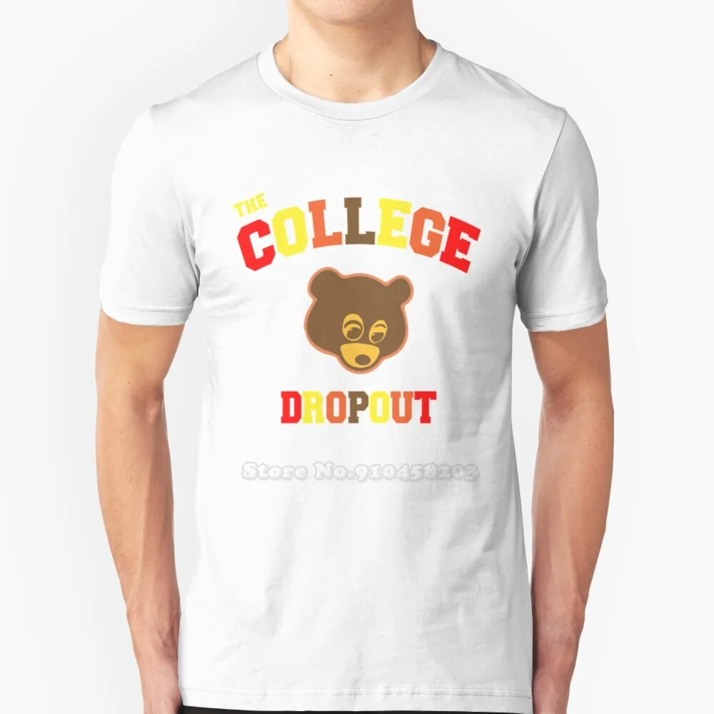 The College Dropout Kanye West Short-Sleeved T-Shirt Harajuku Hip-Hop T-Shirt Tee Tops 90S Rap Hip Hop Classic Old Ye Miss Bear