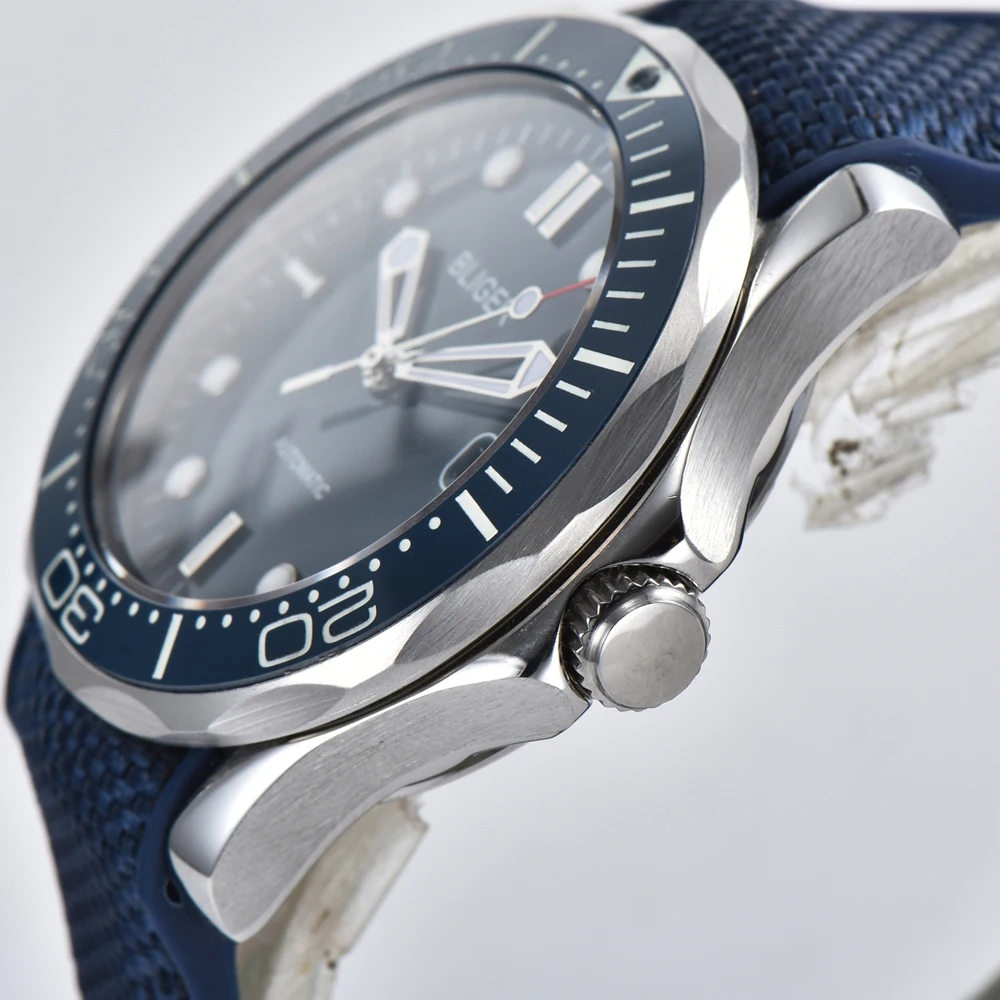 BLIGER41MM мужские спортивные часы с синим циферблатом синий ободок светящиеся