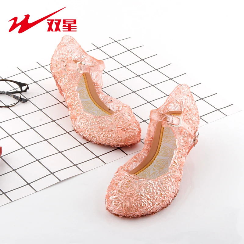 Модные летние сандалии для маленьких девочек с двойной звездой Прозрачная обувь