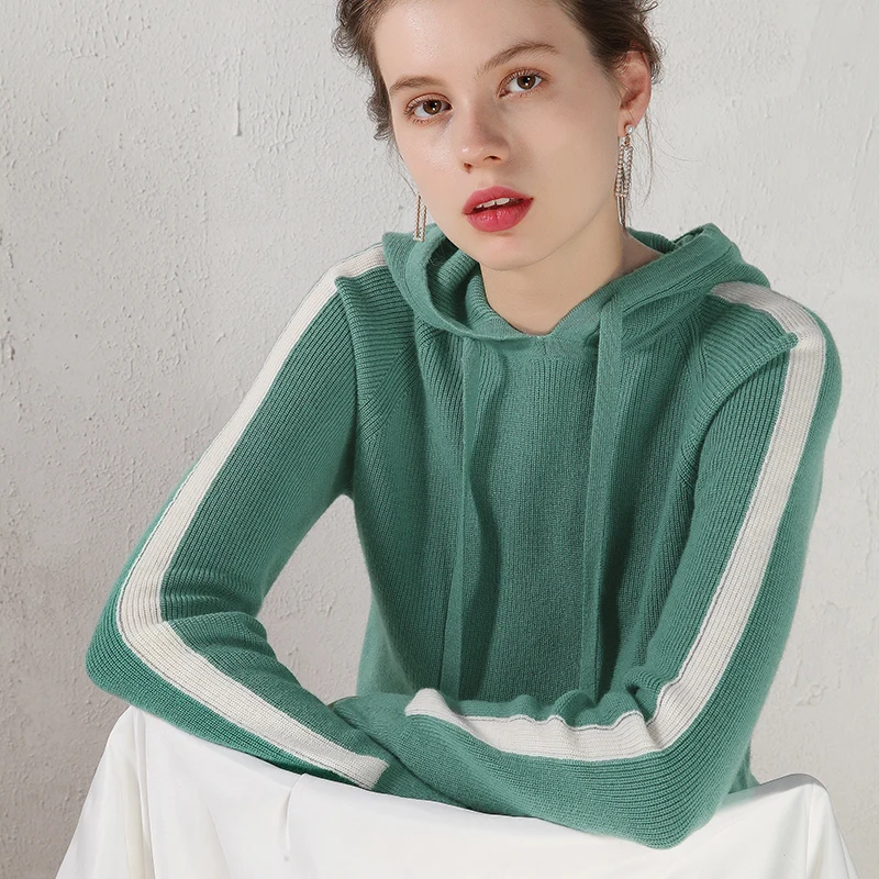 

Smpevrg новый стиль 100% шерстяной свитер женский с капюшоном с длинным рукавом Женский пуловер Повседневный джемпер пуловеры женские свитера Ж...