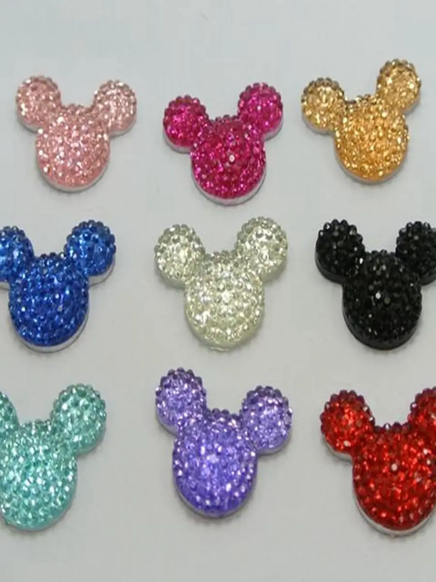

40 Mixed Color Flatback Resin Dotted Rhinestone Gems Mouse Head 24X20mm