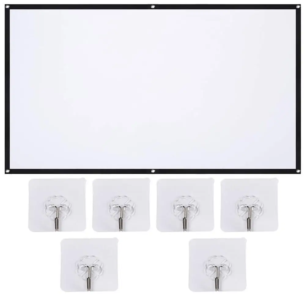 

Portable Projector Screen16:9 Foldable Wall Mounted Polyester Fiber Curtain for Home Theater Office Movies 60 70 84 100 120 inch