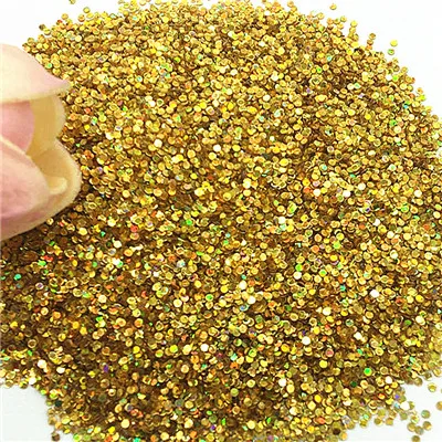 laser gold 1 мм, 2 мм, Блестящие Блестки, плоские круглые точки, блестки, искусство маникюра, декор для свадьбы, конфетти, аксессуары для рукоделия, 10 г - Цвет: laser gold