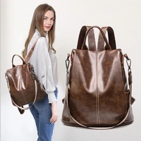 ladys backpack new casual ladys bag simple bag ladys bag fashionable pu leather retro backpack