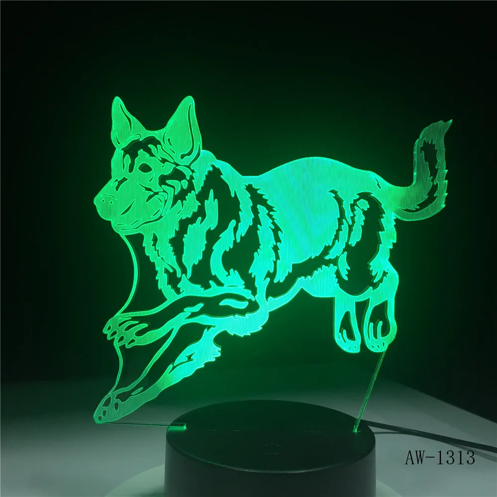 

Dog Model 3D Night Light Touch Switch 7 Color Changing LED Table Lamp Office Light USB Night Lights Lamp for Kids AW-1313