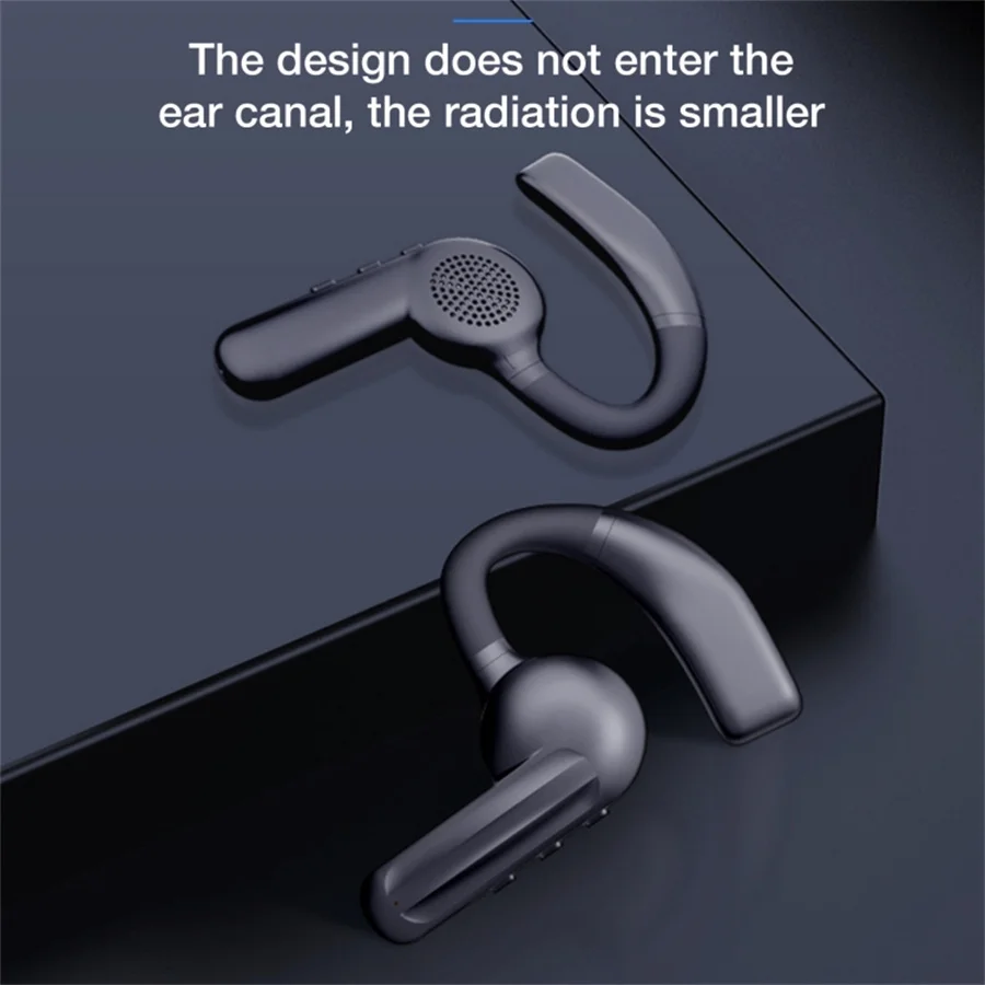

Wireless Bluetooth 5.0 Earhook Headphone Noise Reduction True Stereo Sound With Microphone Earphones Business Sports Headset