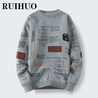 ruihuo graphic sweater men clothing korean fashion men sweater pullover vintage clothes hip hop knitwear 2xl 2021 autumn winter