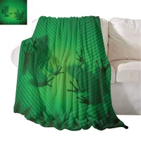 decorative throw blanket frog shadow silhouette on the banana tree leaf in tropical lands jungle games graphic green home sofa