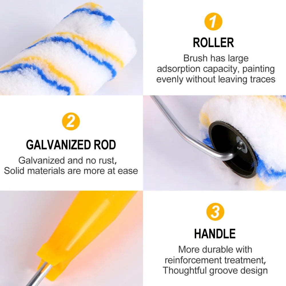 

4pcs 250mm DIY Paint Brushes Wall Paint Roller Brush for Home Dorm Hotel Decorating