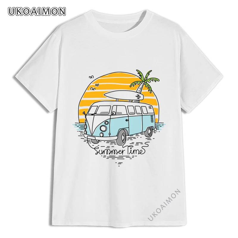 

Birthday Day Summer Time Beach Bus Travel Vacation 3D Printed Adult T-Shirts Cartoon Print TShirts Crew Neck Fitted T Shirts