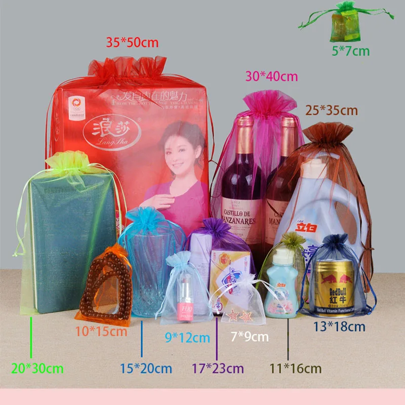 

100pcs Organza Gift Bag Jewelry Packaging Bag Wedding Party Decoration Favors Drawable Gift Bag Pouches Baby Shower Storage