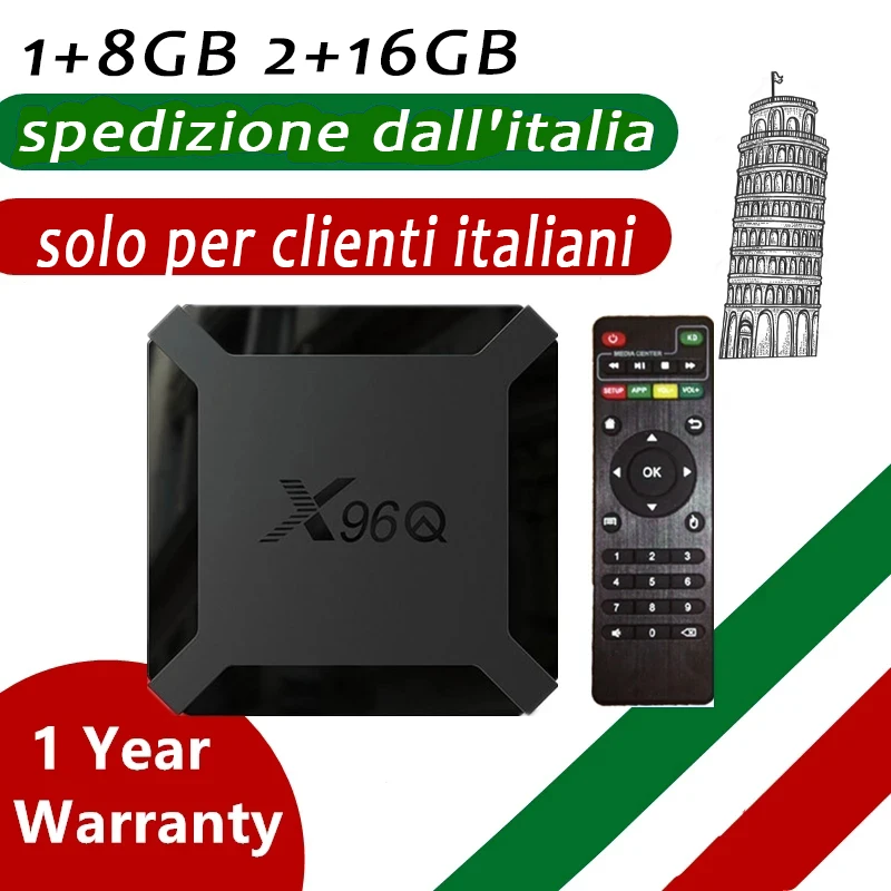 

X96Q Android 10.0 TV Box 1G 8G 2G 16G electronic m3u media decoder Hot Sell For Italy smart set top box ship from Italy
