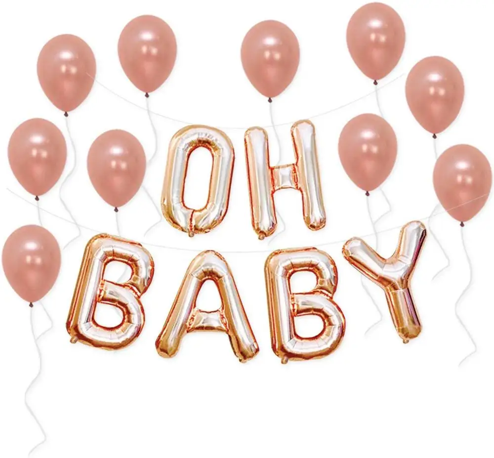 Воздушные шары 6 шт./лот с надписью Oh baby цвета розового золота для детского дня