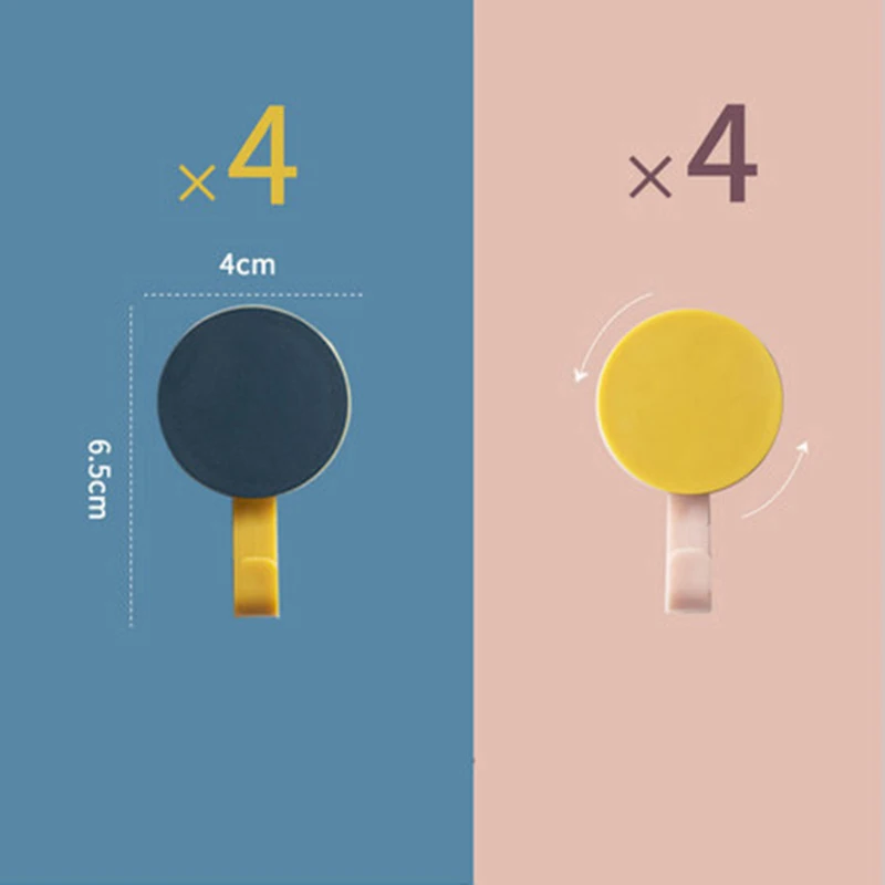 4 Dark Blue 4 Yellow 8 шт. креативные скандинавские крючки, круглый вращающийся настенный крючок, вешалка для детской одежды, вешалка для крыльца, сумки, шляпы, пальто, самоклеющиеся липкие крючки для ключей - Цвет: 4 Dark Blue 4 Yellow