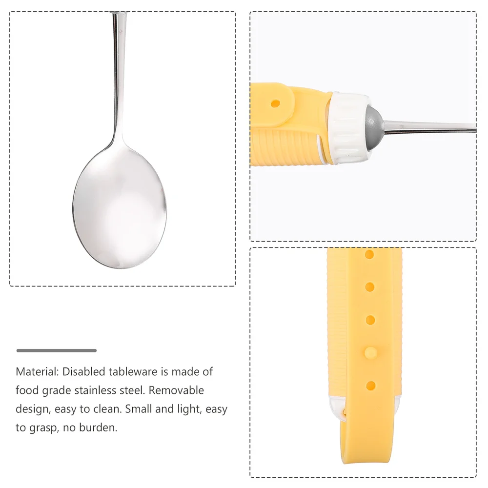 

1pc Anti-shake Spoon Food Aid Tableware for The Elderly Food Aids (Yellow)