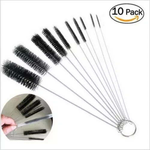 

Nylon Straw Brush Cleaner Bottle Tube Pipe Small Long Cleaning Hardware Equipment Tool Brush Mechanical Cleaning 10Pcs Set