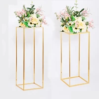 rectangular gold metal wedding flower stand geometric centerpiece vases home decoration