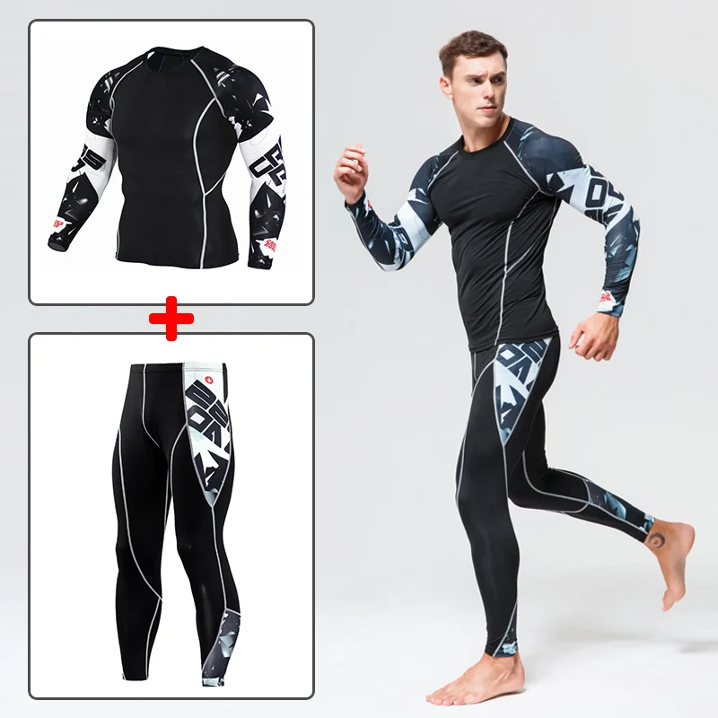 2019 мужской спортивный костюм футболка для бега Мужская одежда фитнеса мужчин