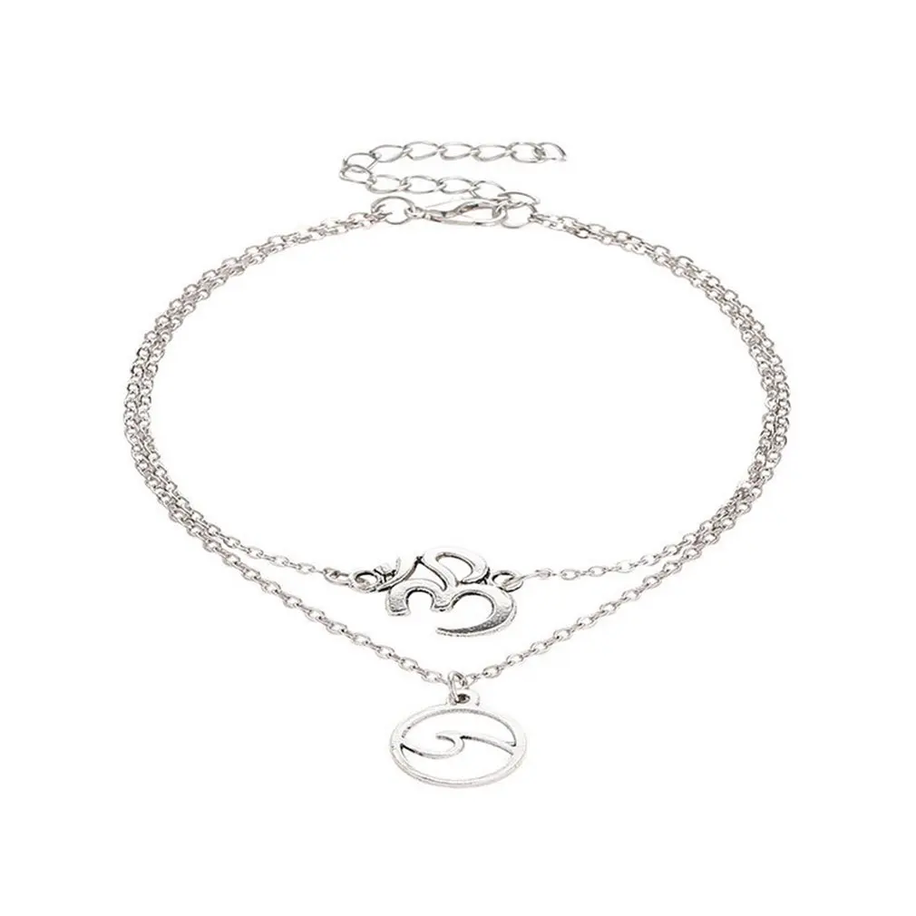 Богемные волны двухслойный пляжный ножной браслет пляжные буквы 3D волна