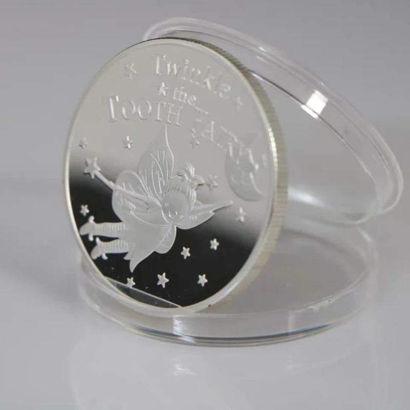 

Gold Silver Plated Twinkle Tooth Fairy Coin Collection Souvenir Challenge Art Crafts Children Baby Teeth Growth Gifts