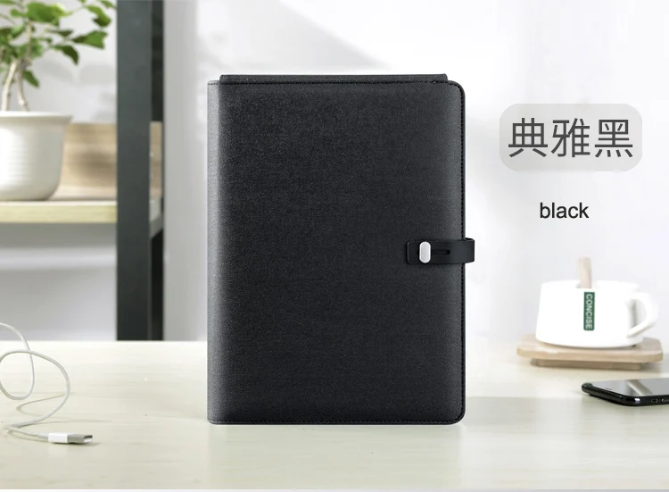 Бизнес Путешествия B5 сумка менеджера портативный padfolio ноутбук с power bank зарядное устройство провода и беспроводной зарядки iPad замок