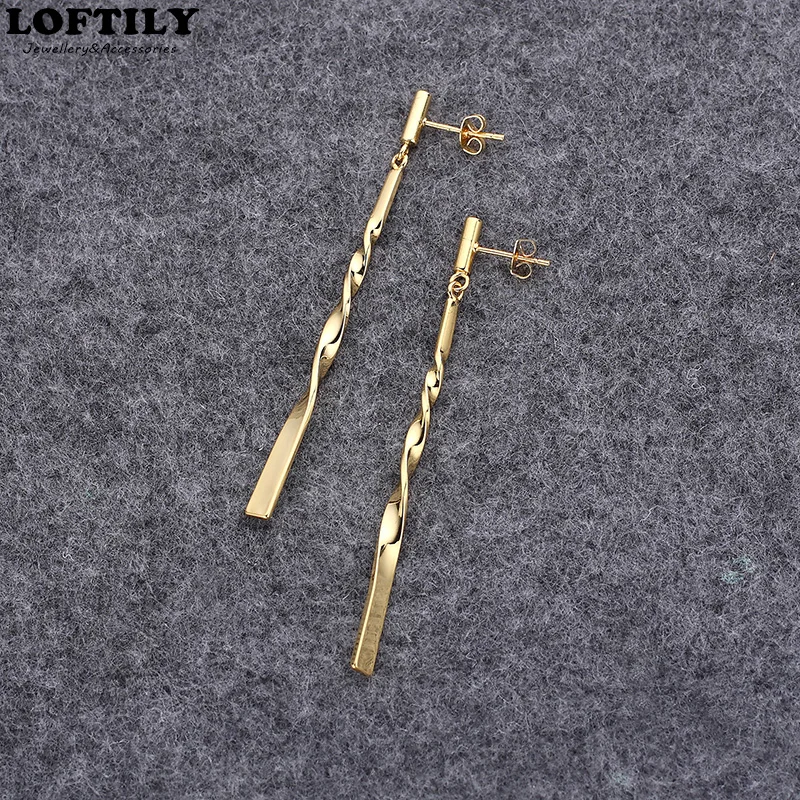 Женские серьги скрученный стержень длинной цепи золотые Цвет Мода Висячие