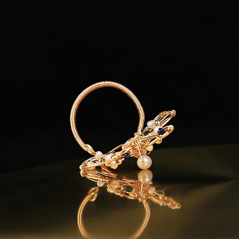 Новое регулируемое кольцо-бабочка с открытым пресноводным жемчугом для женщин