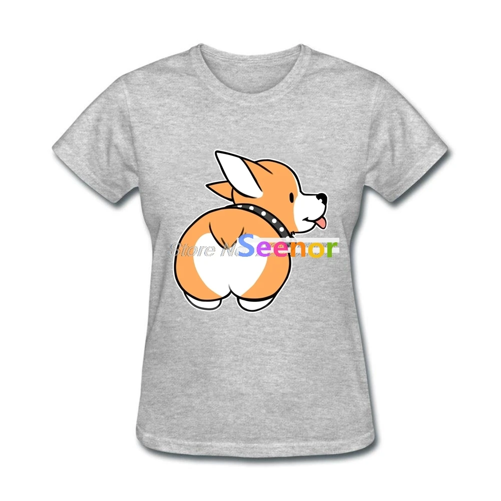 Забавный мультфильм корги прикладом футболка девушка подарок футболки Kawaii Harajuku