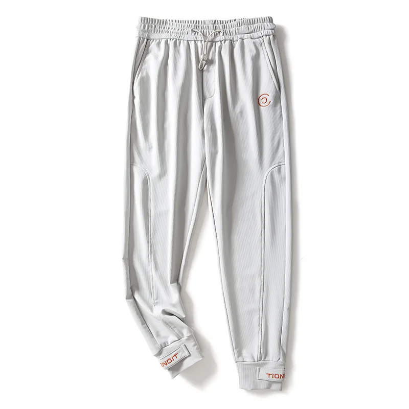 

I love you so much, you must wear the Striped ice silk big stretch summer men's embroidered sports leisure pants t7919